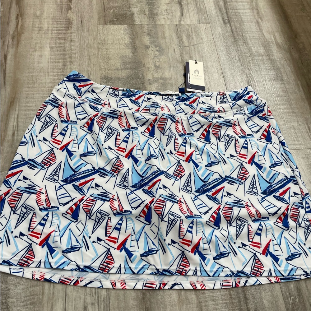 Cabana Life Nautical Sailboat Swim Skort Size XL